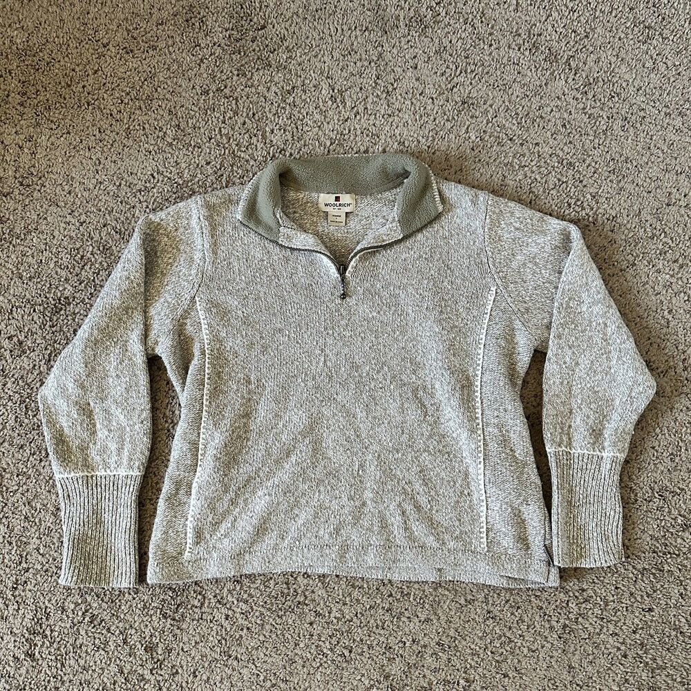 Woolrich Green Mock Neck 1/4 Zip Pullover Large